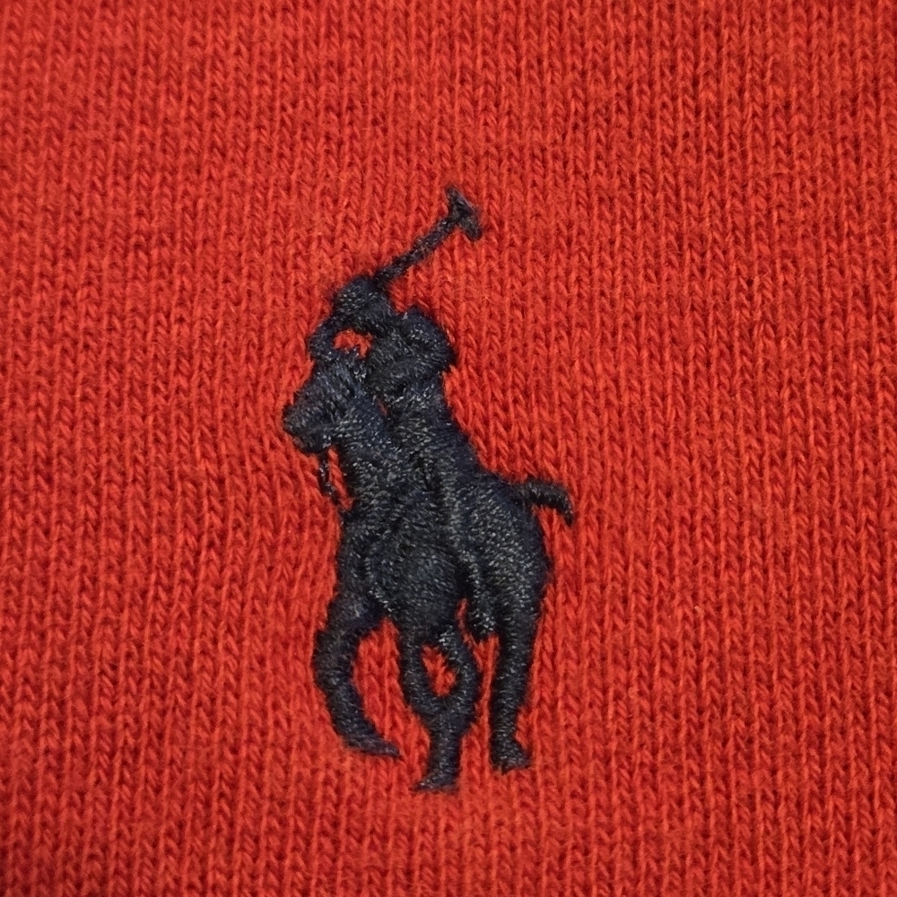 Y2K Polo Ralph Lauren Double Knit Red Full Zip Hoodie Mens Pony Logo Sweatshirt - Picture 4 of 14